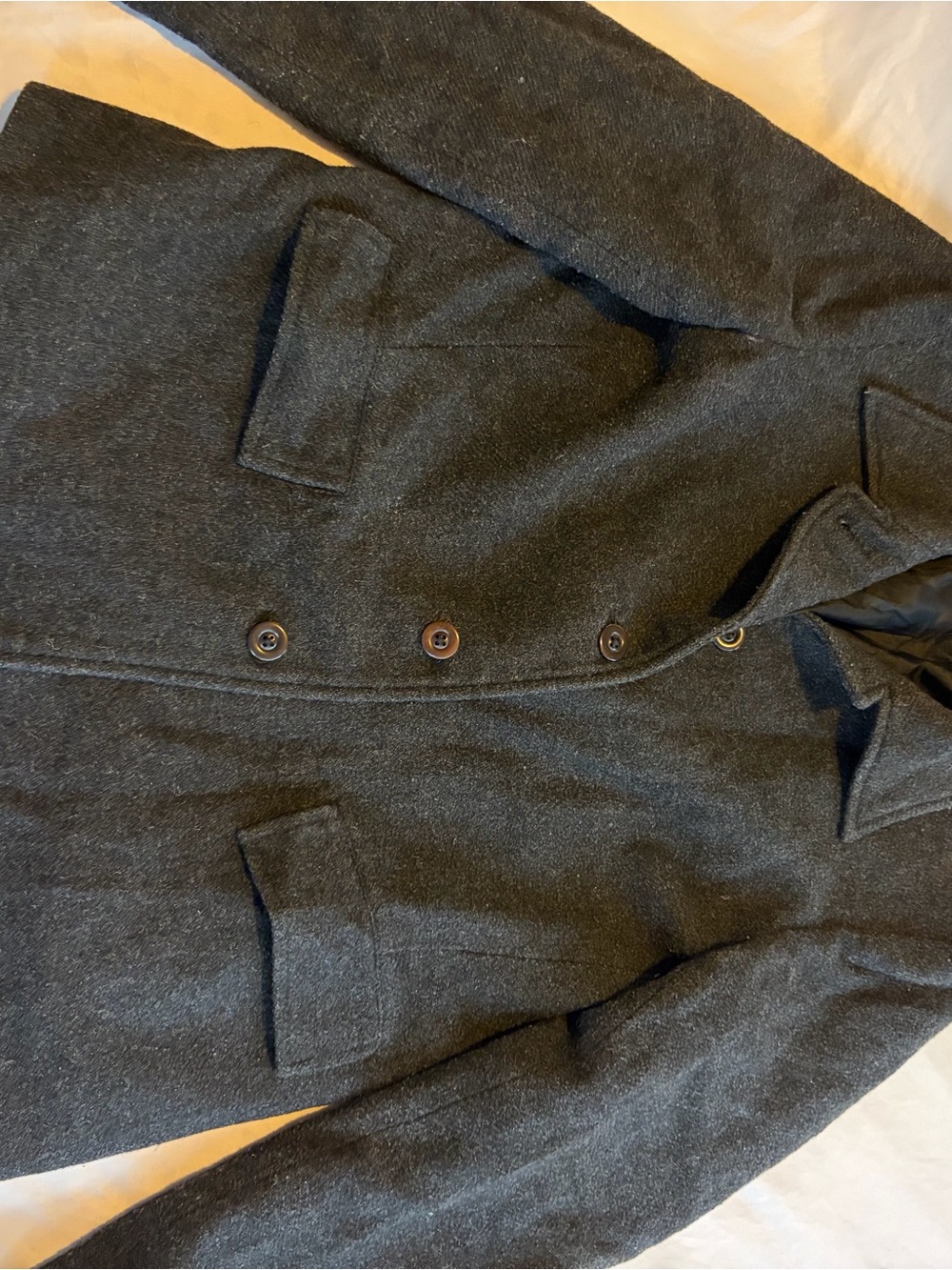 Gap Women’s Dark Gray Wool Blend Peacoat Tortoiseshell Buttons Size Small